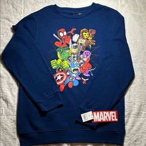 NWT Marvel Graphic Crewneck Sweater - Navy Blue